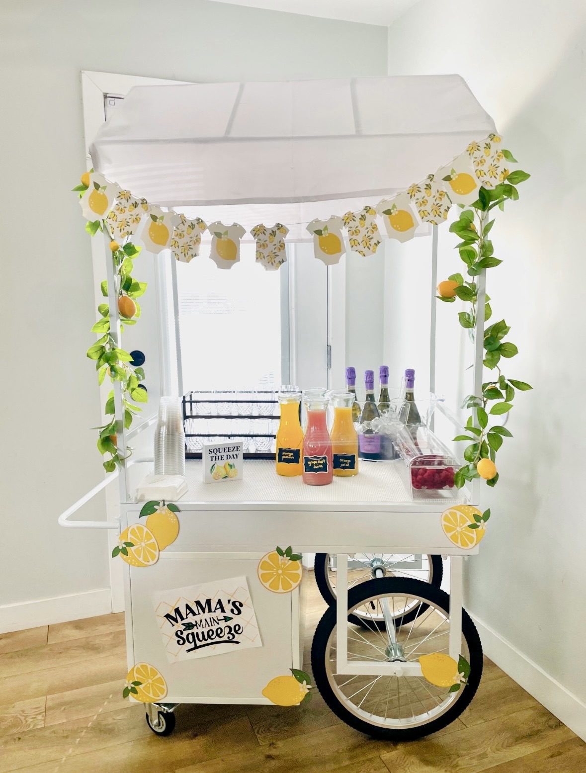 Lemon themed bar cart